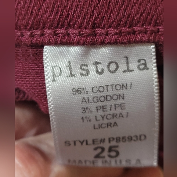 Pistola Caterina Frayed Hem Ankle Zip Burgundy Wine Skinny Jean New Size 25 - Picture 3 of 4